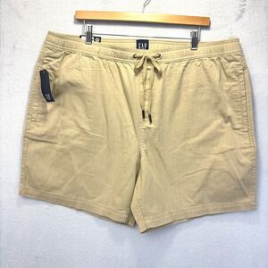 NWT GAP Pull On Chino Short Mens 2XL 40 Beige Drawstring Elastic Comfy Utility